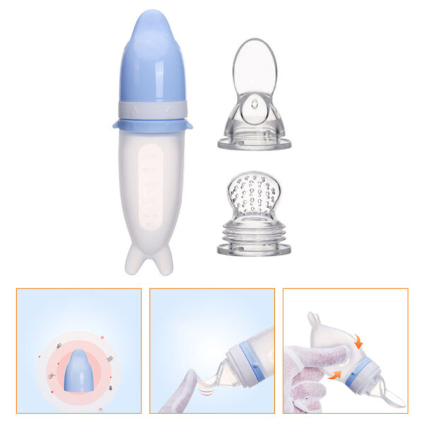Colher Dosadora Para Bebe Bico Macio Mamadeira Azul