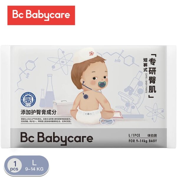 Fralda Descartável Bc Babycare para Bebê, Calças Gravadas, Respirável, Ultra-Macio, Absorvente Seco, NB, L, XL, 0-5kg, 9-17kg, 1Pc