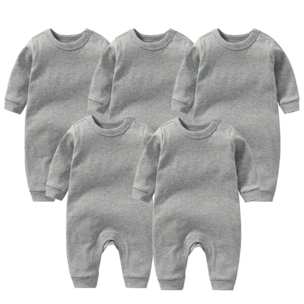 Kit de Macacão básico de Bebê 5 Peças Inverno Algodão